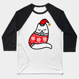 Cozy Christmas Sweater Kitten Baseball T-Shirt